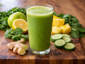 Fresh green smoothie with vibrant ingredients