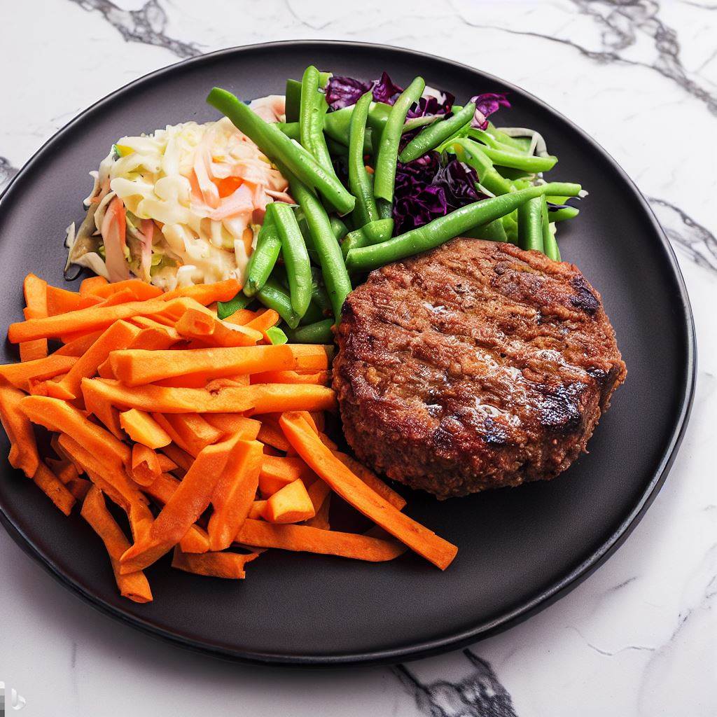 bunless ai fast food redefined:bunless burger with sweet patato fries