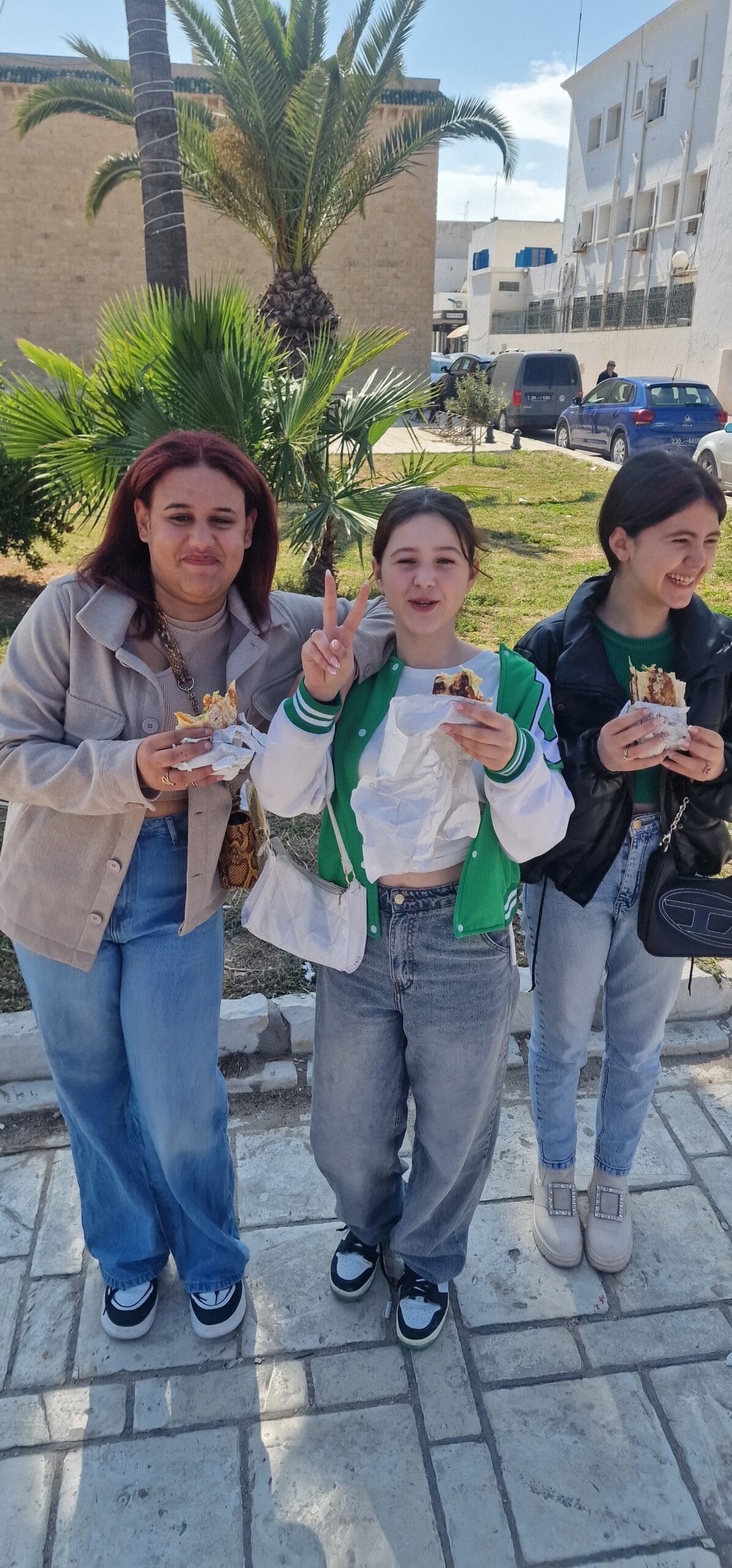 Eating street food in Tunisia