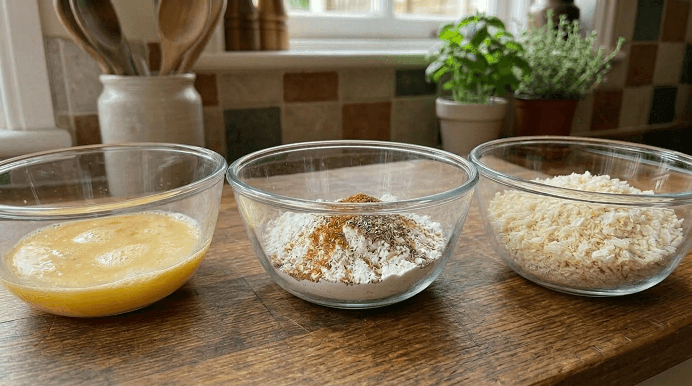 3 bowls of coating 3 bowls of coating
