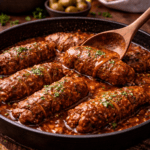 Bragjoli tradional Maltese beef olives in a pan