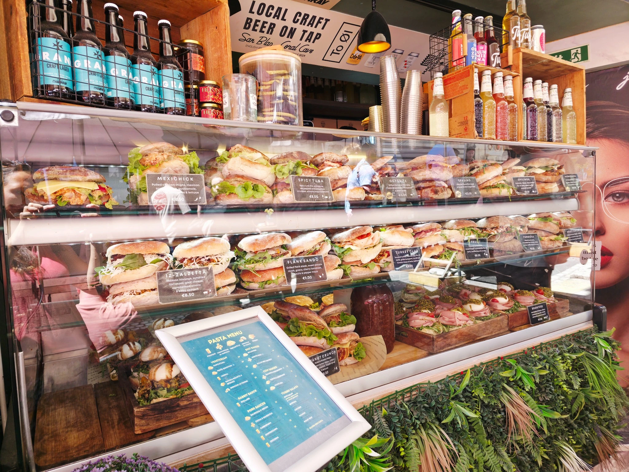 Sandwich shop counter in Valletta