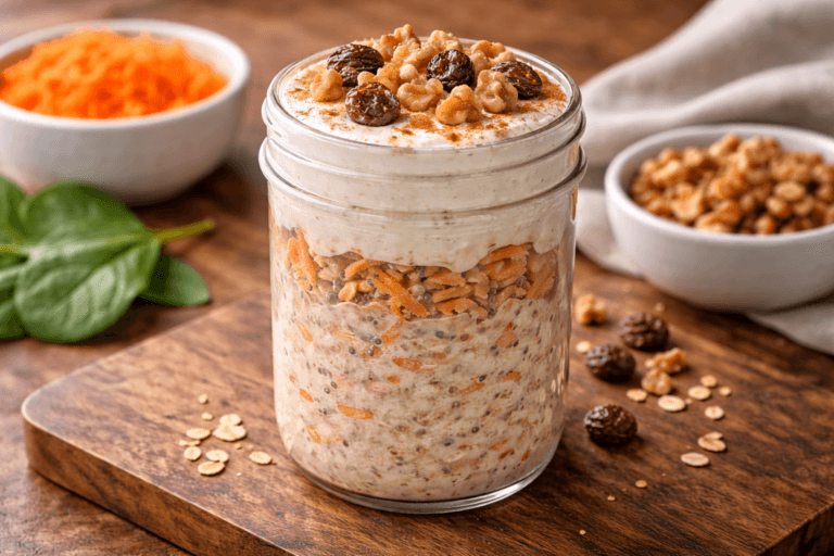 Carrot cake overnight oats jar