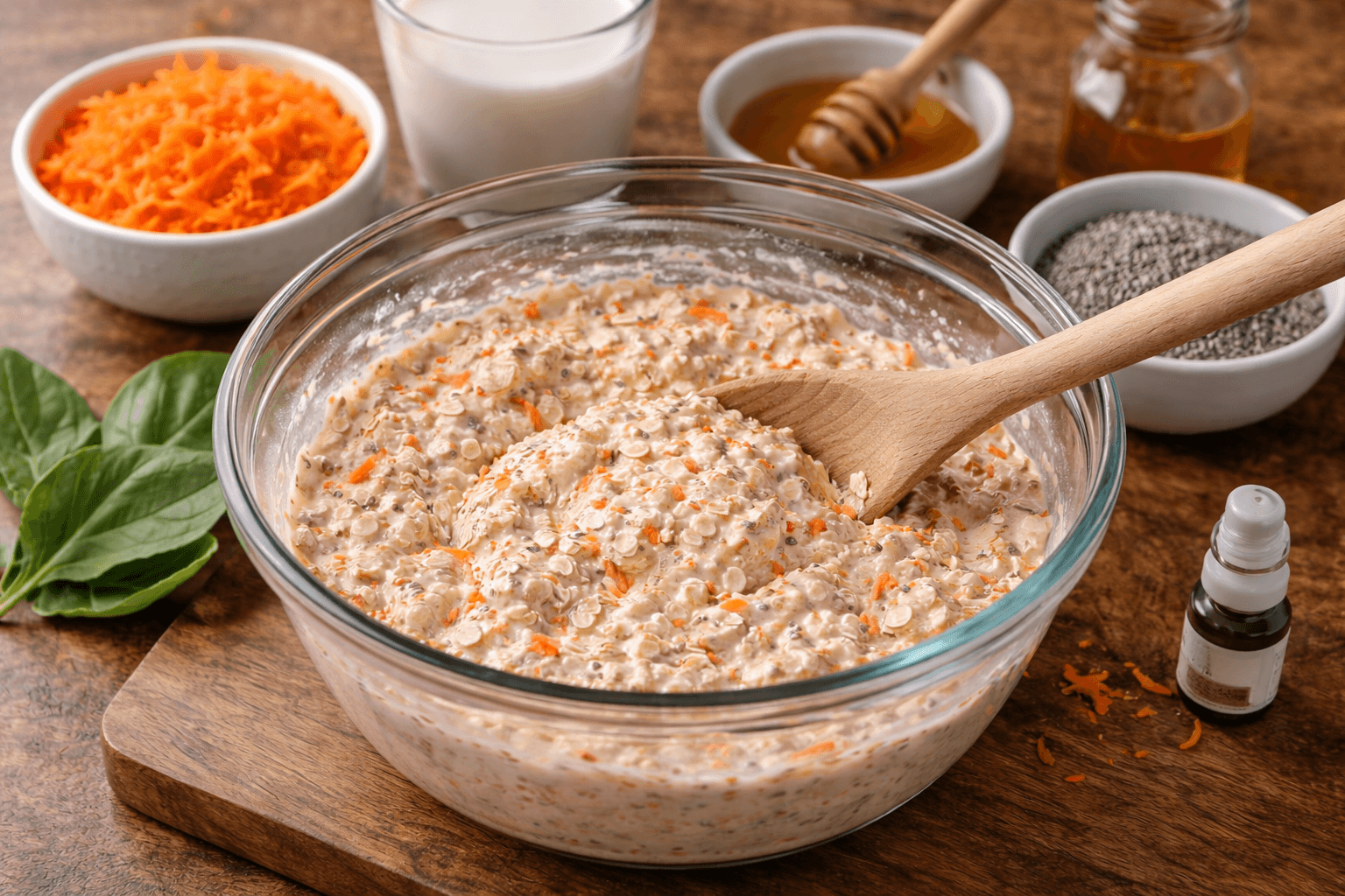 Carrot cake overnight oats preparation