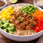 Colourful chicken and mango poké bowl (1)