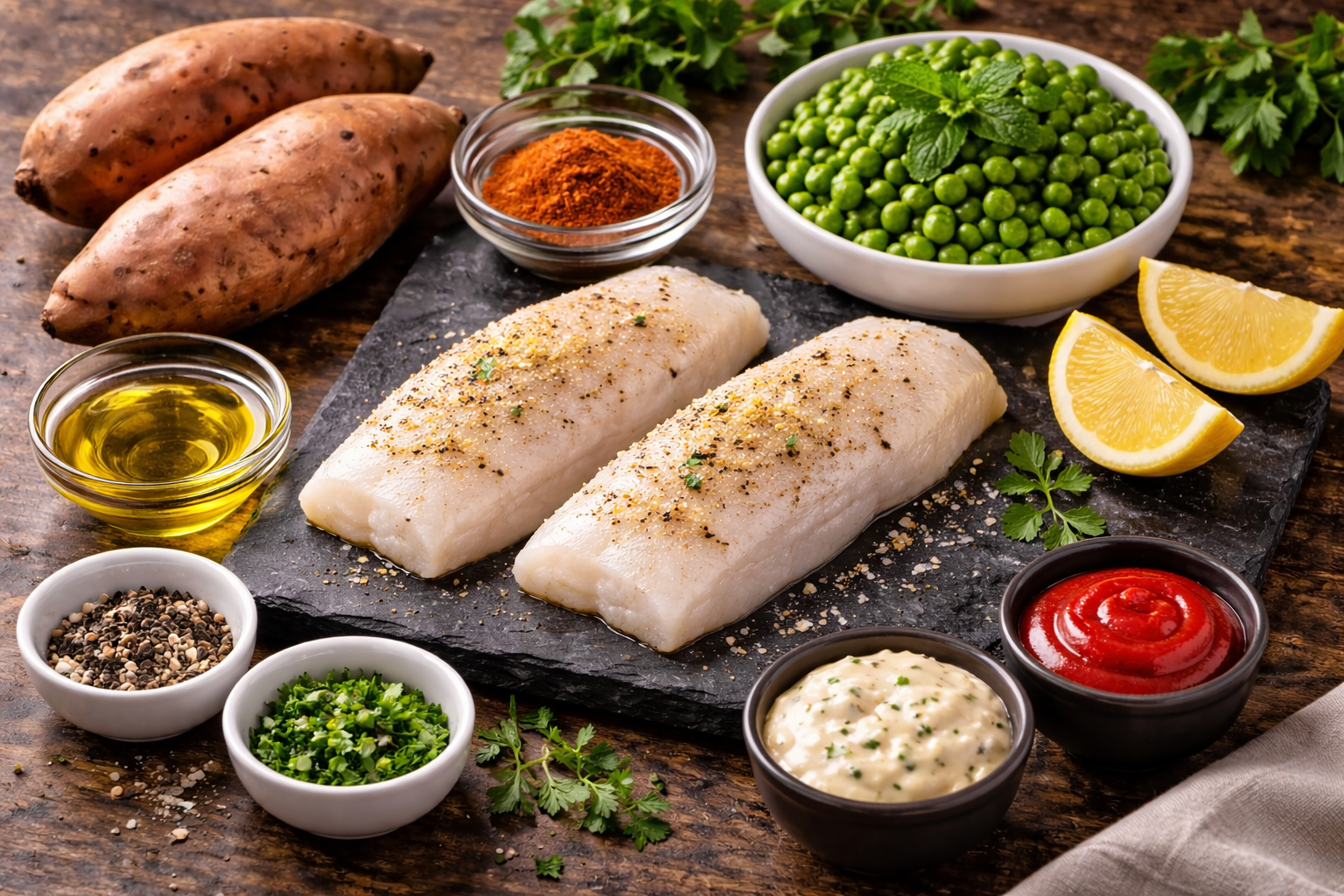 Fresh fish and chips ingredients (1)