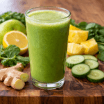 Fresh green smoothie with vibrant ingredients