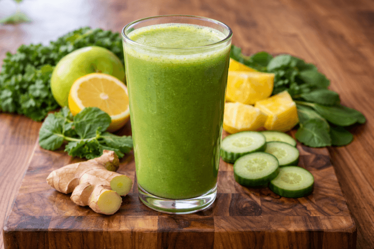 Fresh green smoothie with vibrant ingredients
