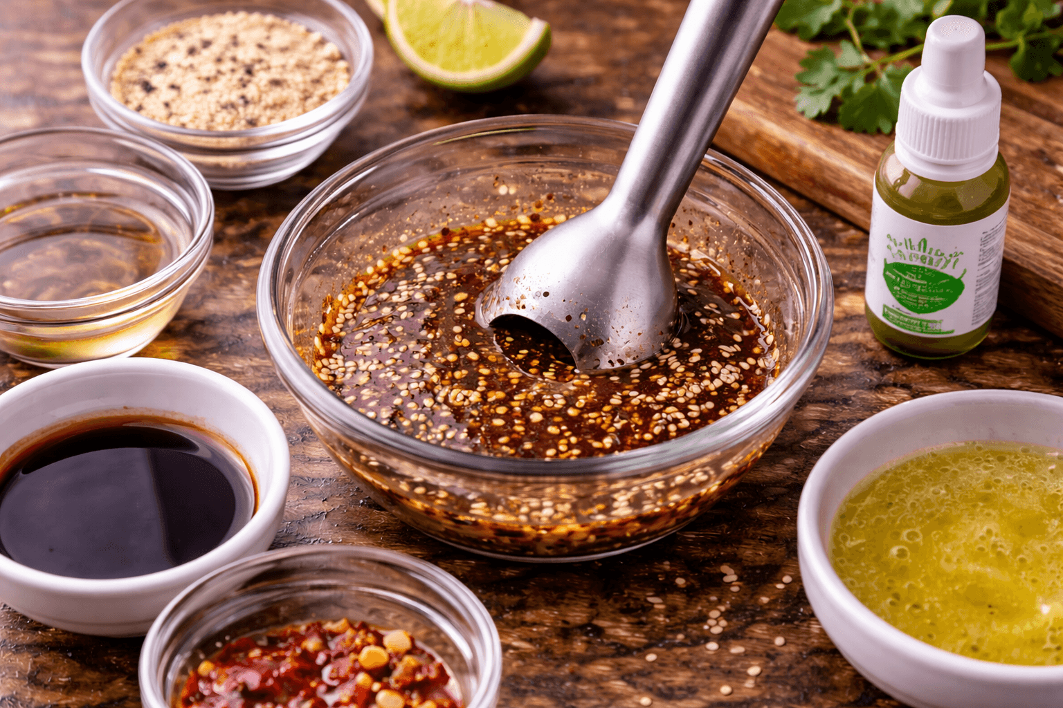 Homemade Asian soy dressing ingredients