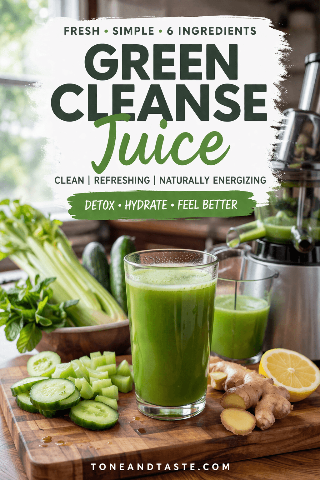 Green cleanse juice Pinterest image