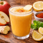 Spicy apple juice with fresh ingredients