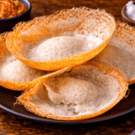 Sri Lankan hoppers on rustic plate