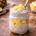 Tropical chia pudding parfait with pineapple
