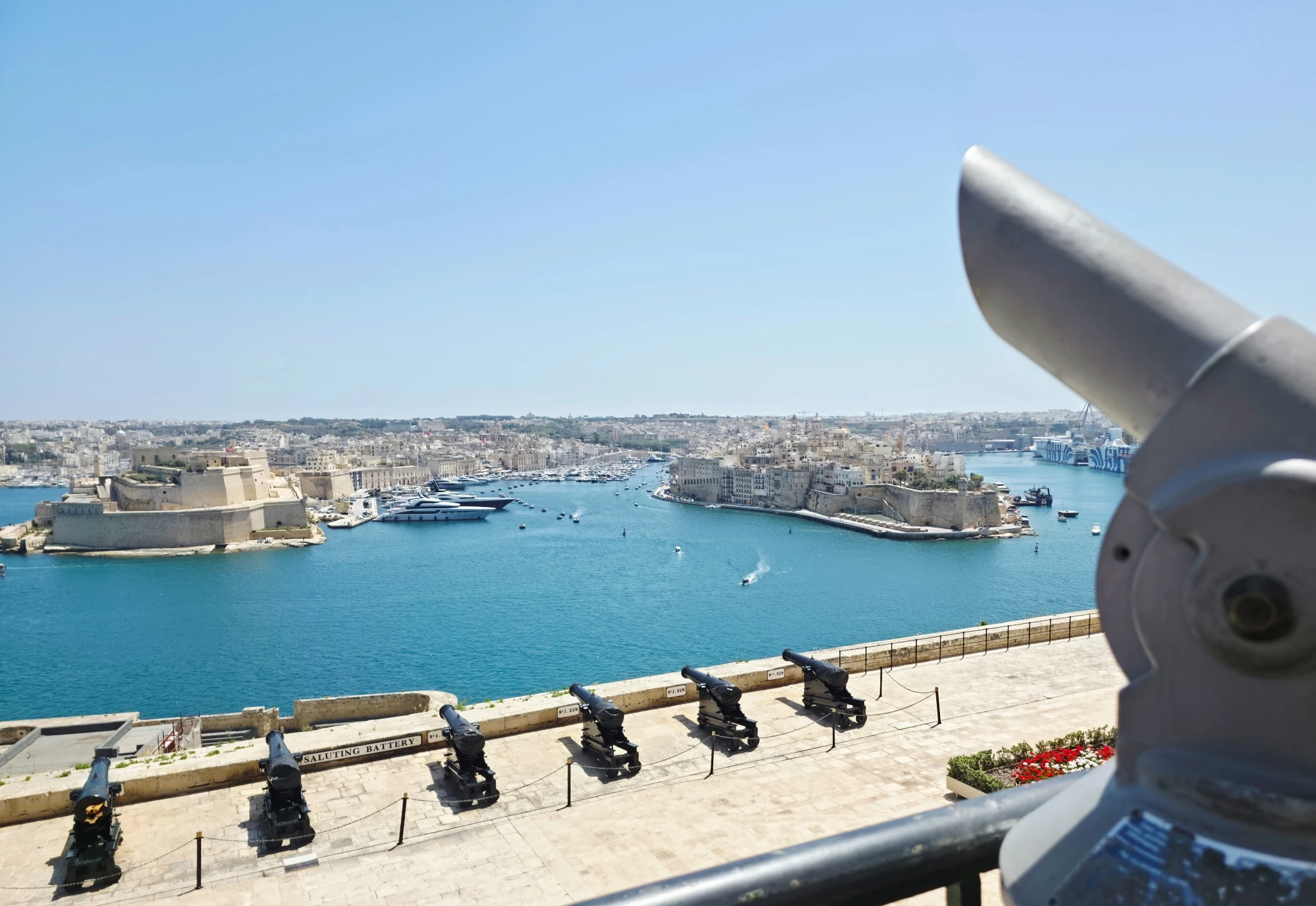 valletta-harbour-view-malta View of grand Harbour Valetta with the Canons