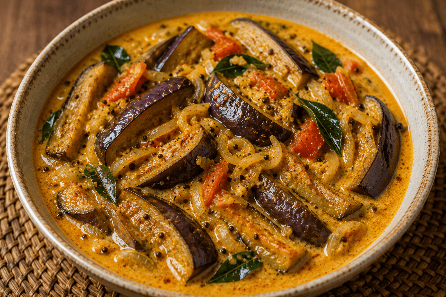 Sri Lankan Aubergine Curry in a bowl