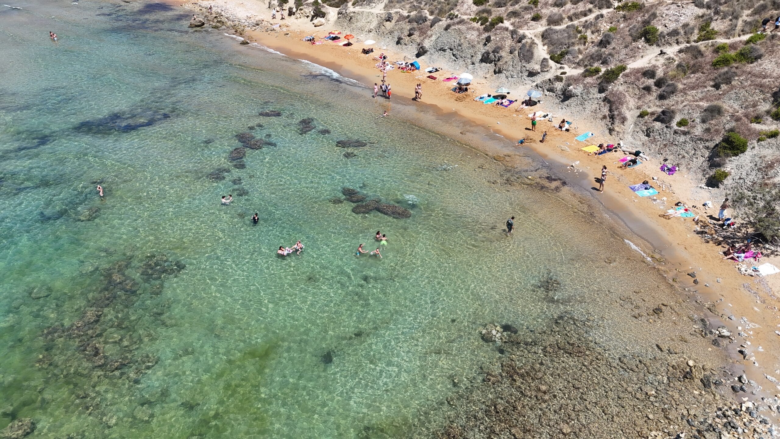 Sandy bay in Malta from above