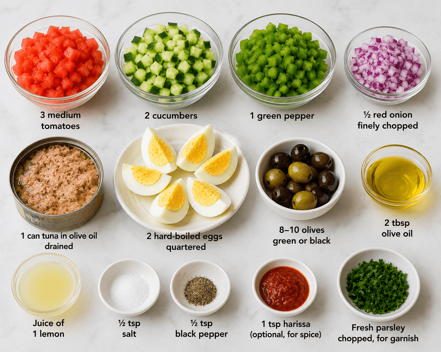 Ingredients for slata tounsiya