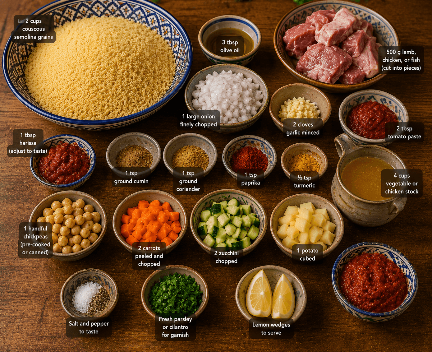 Ingredients for Tunisian couscous