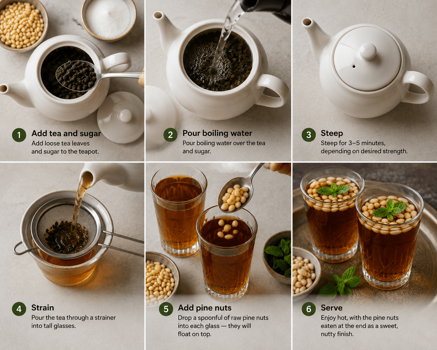 Pinenut tea process Pinenut tea process