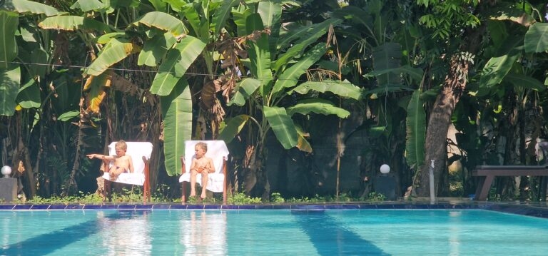 Relaxing by the pool in Sri Lanka
