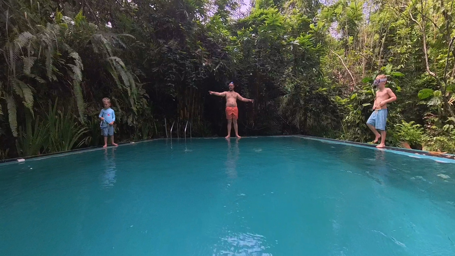 Kids swimming in a natural pool in Sri Lanka