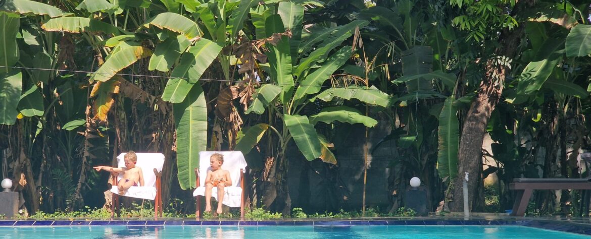 Relaxing by the pool in Sri Lanka