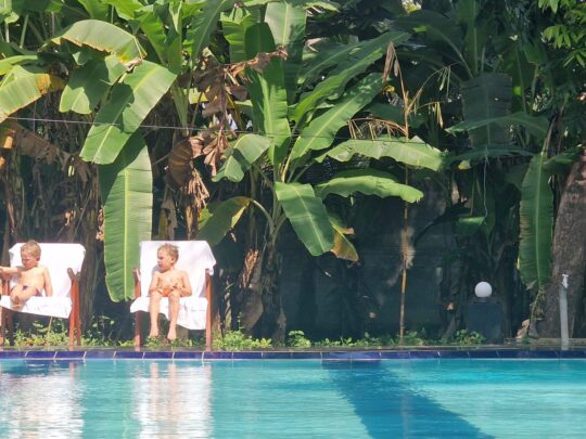 Relaxing by the pool in Sri Lanka