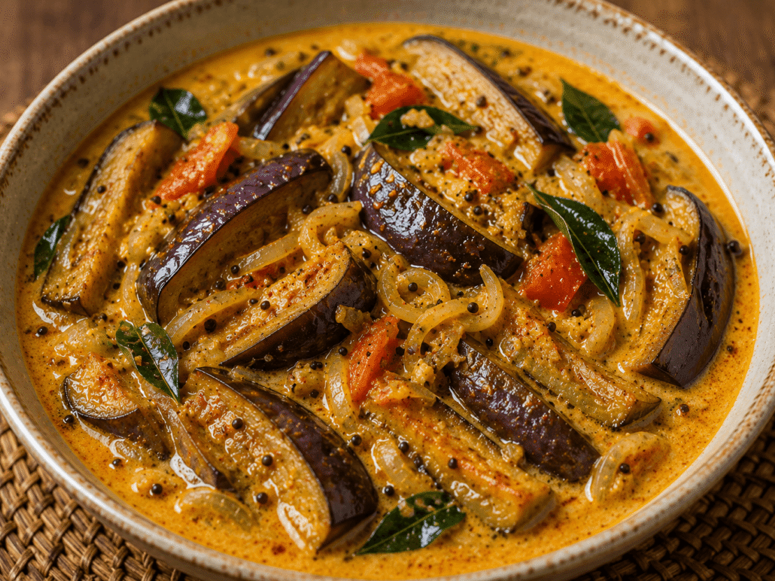 Sri Lankan Aubergine Curry in a bowl