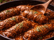 Bragjoli tradional Maltese beef olives in a pan