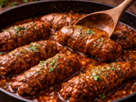 Bragjoli tradional Maltese beef olives in a pan