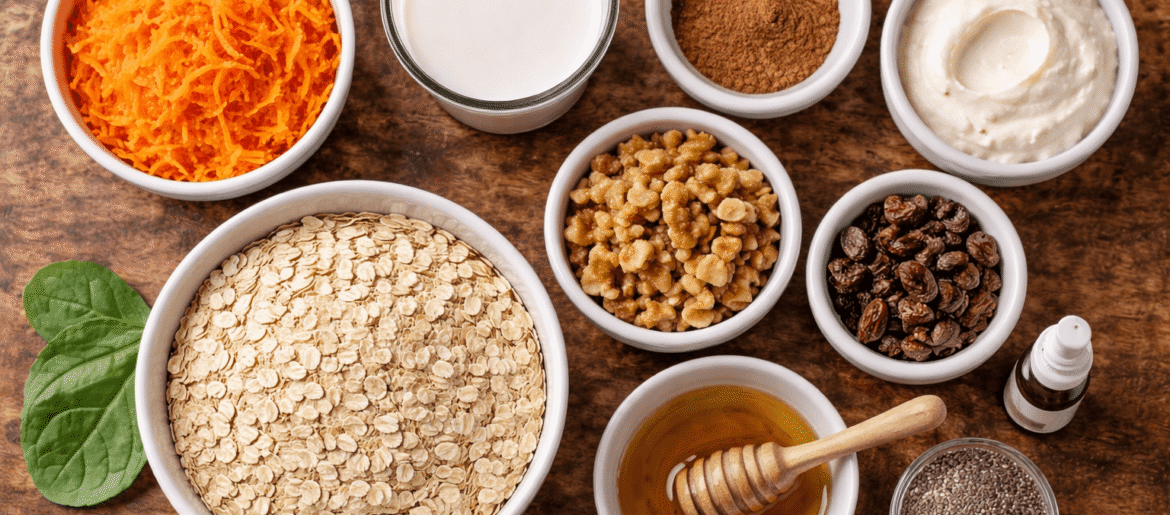 Carrot cake oats ingredients setup