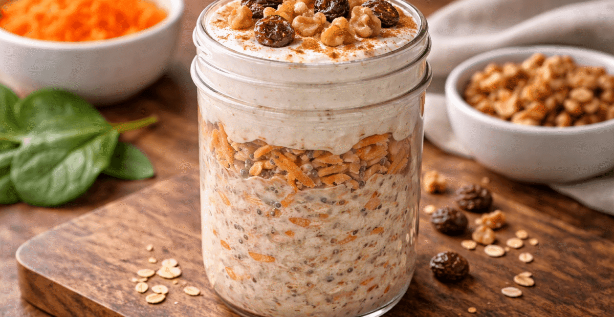 Carrot cake overnight oats jar Carrot cake overnight oats jar