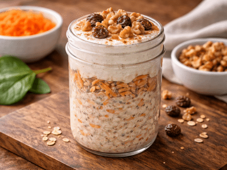 Carrot cake overnight oats jar