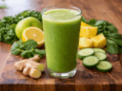 Fresh green smoothie with vibrant ingredients