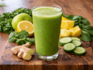 Fresh green smoothie with vibrant ingredients