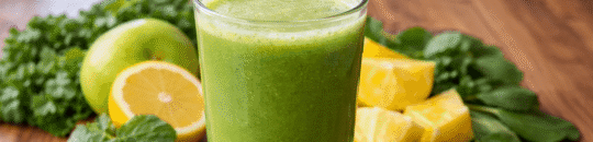 Fresh green smoothie with vibrant ingredients