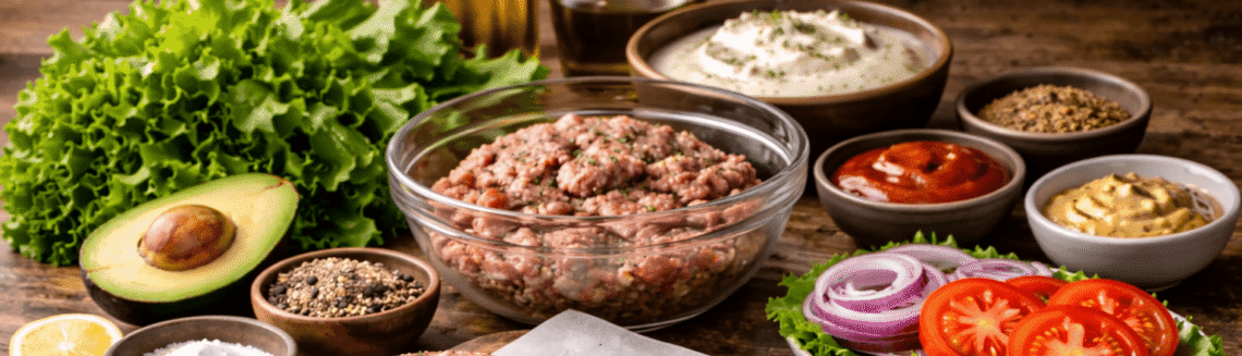Fresh ingredients for homemade burgers Fresh ingredients for homemade burgers