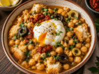 Lablebi with a poached egg
