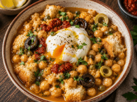 Lablebi with a poached egg