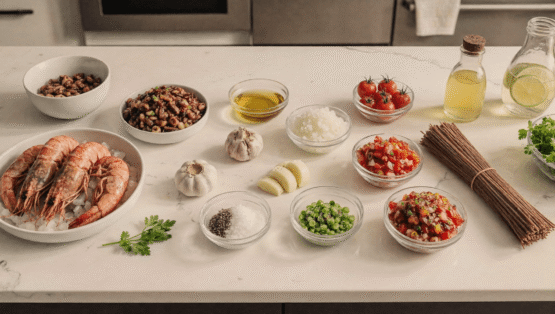 Prawn and Bean Ingredients Prawn and Bean Ingredients