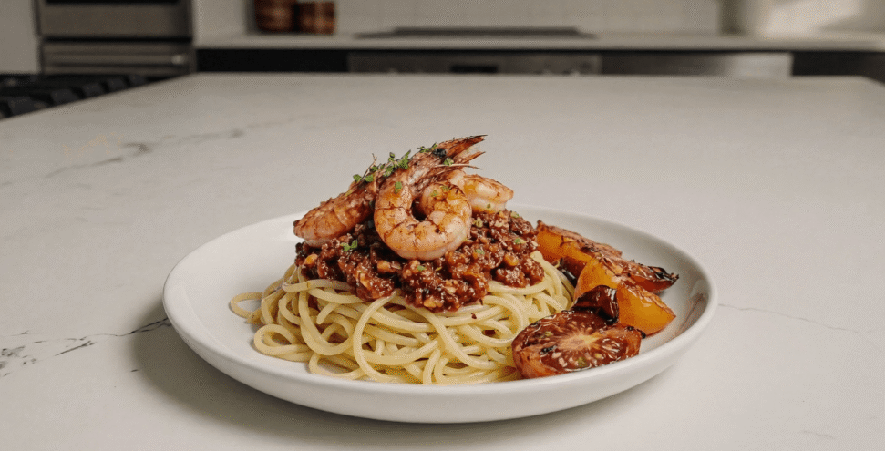 Prawn and Bean pasta Prawn and Bean pasta