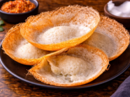 Sri Lankan hoppers on rustic plate