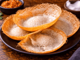 Sri Lankan hoppers on rustic plate