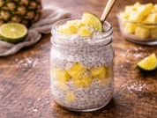 Tropical chia pudding parfait with pineapple