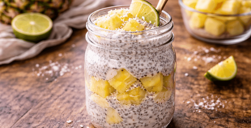 Tropical chia pudding parfait with pineapple Tropical chia pudding parfait with pineapple