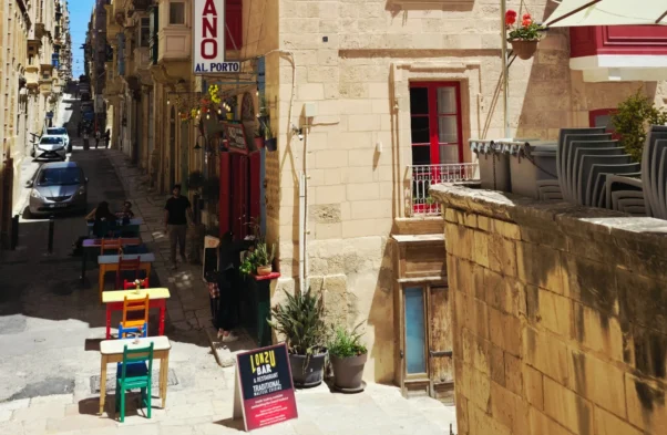 malta street cafe dining steps